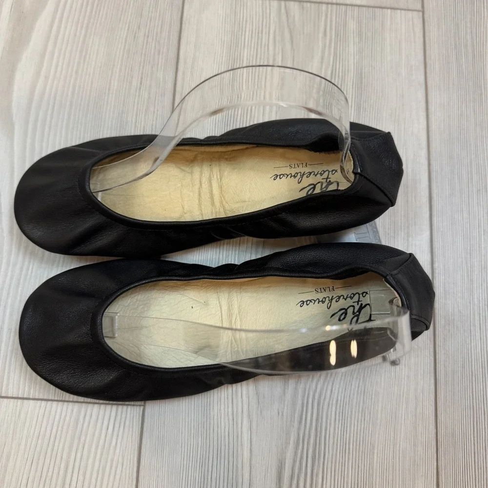NEW The Storehouse Flats Womens 10 Foldable Leather Ballet Shoes Midnight Black
